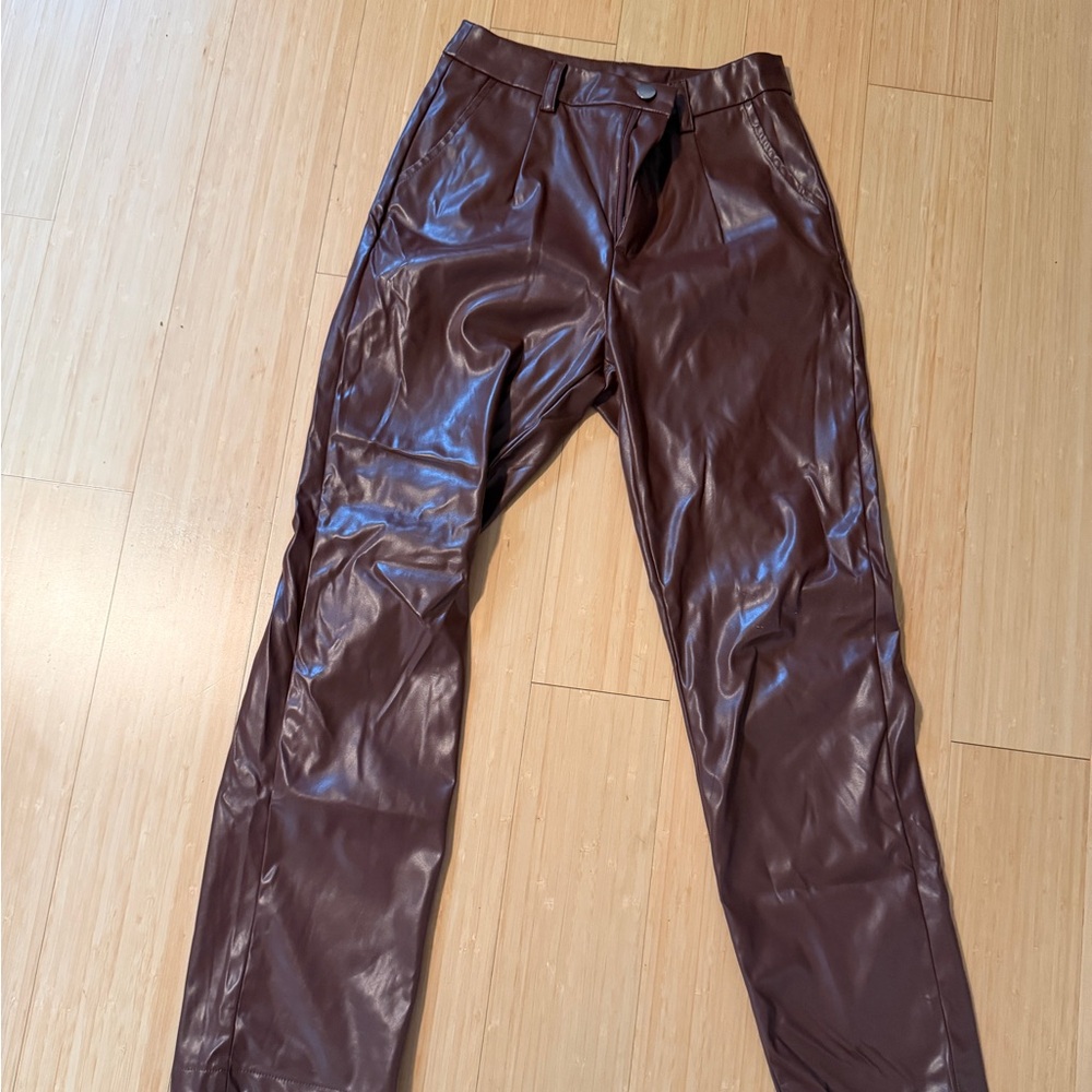 Princess Polly Shiny Vegan Brown Pants